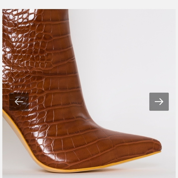 SIMMI London Dakota Tan Croc Print Ruched Knee Boots. Size 6 - Picture 4 of 14